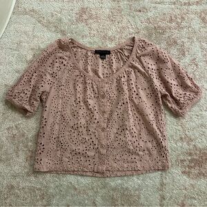 Sanctuary Mauve Pink Eyelet Top